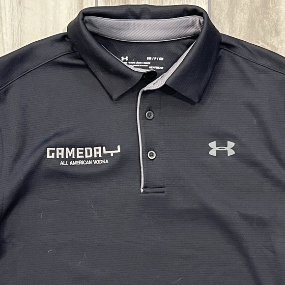 Men's Small Under Armour Football Gameday Men's Heatgear Black Polo Shirt - Picture 2 of 7